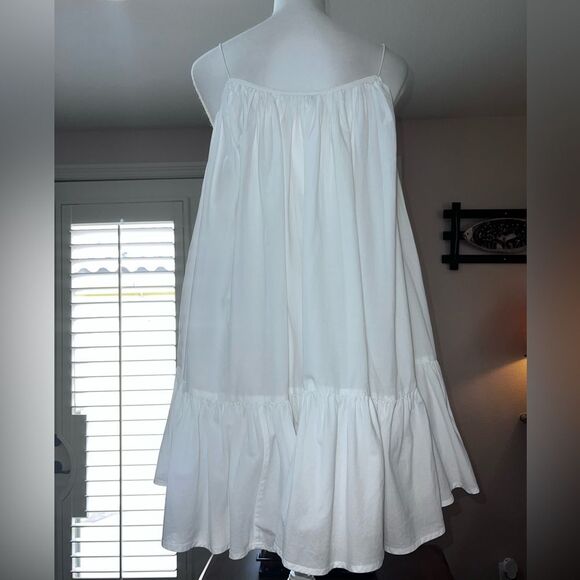 Rhode Nala White Cotton Tiered Mini Dress XS Boho Resort Summer Lined Flowy - Picture 4 of 9